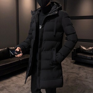 Abrigo Largo Grueso y Cálido de Moda <span class=keywords><strong>para</strong></span> <span class=keywords><strong>Hombre</strong></span> Parka Casual Ajustada con Capucha Chaqueta Larga de <span class=keywords><strong>Invierno</strong></span> <span class=keywords><strong>para</strong></span> <span class=keywords><strong>Hombre</strong></span> Acolchada de Algodón en Color Sólido - Product Image 5