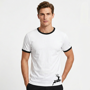 Vente directe usine Fabricant indien Tirupur OEM T-shirt col rond en coton biologique imprimé blanc uni écologique coupe ajustée - Product Image 1