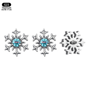 Boucles d'oreilles flocon de neige en titane 6,9 mm avec zircon bleu, clous de cartilage, bijoux de piercing corporel - Product Image 5