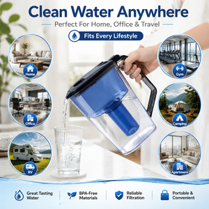 Filtre à eau écologique, comprend 1 filtre, réduit le calcaire et le <span class=keywords><strong>chlore</strong></span>, <span class=keywords><strong>carafe</strong></span> de 2,5 L, compatible avec le réfrigérateur - Product Image 5