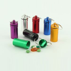 Llavero de botella de aluminio para exteriores, llaveros de contenedor de pastillas, caja de medicina impermeable, llavero de Metal/ - Product Image 1