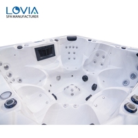 LOVIA Baignoire Spa Extérieure Haut de Gamme Économe en Énergie avec Hydromassage Grande Taille pour 7 Personnes