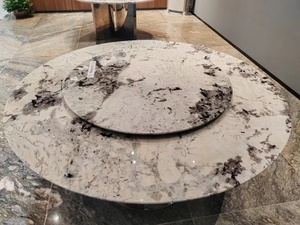 Table à manger en marbre blanc et pierre de quartzite personnalisée de luxe Table basse moderne en granit <span class=keywords><strong>Pandora</strong></span> pour le salon et la cuisine - Product Image 4