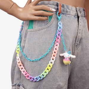 Yueli Candy Color Double Layer Acrylic & Lucite Resin Waist Chain <b>Cartoon</b> Pendant for Daily Wear Unisex Hip Hop Style Accessory - Product Image 1