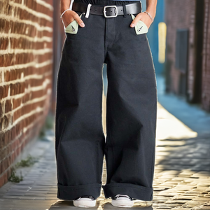 Nuevos Jeans de Diseñador para Hombre, Estilo Retro Americano, Color Negro Grisáceo Lavado, Tendencia de Moda, Talla Grande, Corte Recto - Product Image 2
