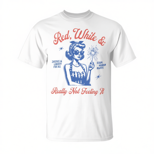 Camiseta roja, blanca y con la frase 'Really Not Feeling It' - Product Image 2