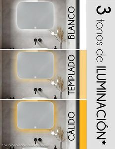 Espejo de Baño LED Inteligente Rectangular Moderno con Esquinas Redondeadas, Retroiluminado, Antivaho, para Proyectos Hoteleros - Product Image 3