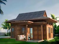 Cabane préfabriquée moderne et angulaire avec verrière du sol au plafond pour une vie en bord de mer