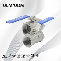 Vanne à bille manuelle en acier inoxydable 201/304/316, 1 pièce, filetée NPT, jointée PTFE, monobloc, pour eau, huile, gaz