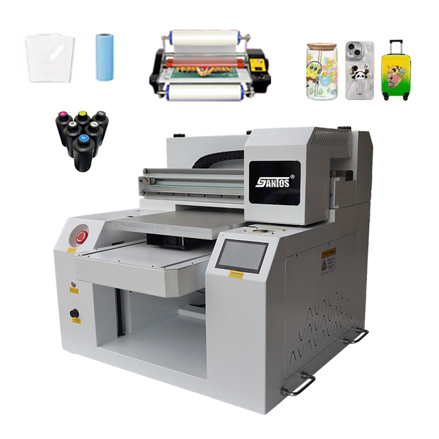 A4 Small Size Uv Flatbed Printer with Xp600/tx800 Heads Cmyk White Varnish Colors with AB Flim for Bottles Cups