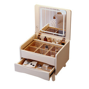 Nordic Solid Wood Bay Window Dressing <b>Table</b> With Mirror Storage Cabinet For Bedroom Home Use - Product Image 5
