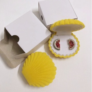 Solid Flocked Shell Jewelry Packaging <b>Box</b> for Earrings Pendants <b>Rings</b> Necklaces Shell Jewelry Packaging <b>Box</b> with logo - Product Image 2