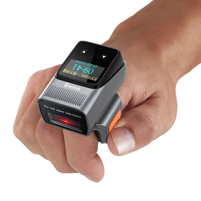 Eyoyo Mini 1D Wearable Wireless Bluetooth Finger Bar Code Scanner Reader Inventory Ring Barcode Scanner for iPad iPhone Android