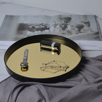 Ins — plateau miroir rond en fer métallique noir, décoration intérieure moderne de style nordique, avec miroir coloré, en promotion
