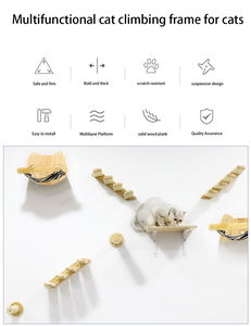 إطار تسلق للقطط مصنوع من السيزال بأحجام متنوعة يثبت على الحائط، شجرة للقطط من الخشب الصلب، منصة قفز للحيوانات الأليفة تثبت على الحائط - Product Image 3