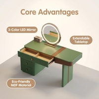 Coiffeuse moderne avec tiroirs, table de maquillage réglable avec miroir LED, meuble de rangement en MDF pour hôtel, salon, chambre à coucher