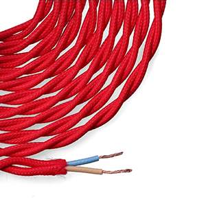 Cable textil trenzado H03VV-F 2 x 0,75 mm C-62 rojo, 5 m, ideal para instalaciones eléctricas y suministro de energía. - Product Image 1