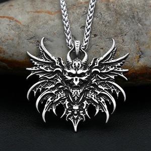 yunnique Stainless Steel Men's Pendant Necklace With Skull Wings Design For Gift - Product Image 1