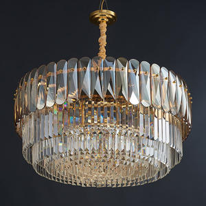 Lustres décoratifs pour hôtels Luminaire de salon Lustre rond en cristal gris fumée de luxe - Product Image 4