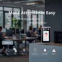 Terminal de Control de Acceso con Reconocimiento Facial Biométrico IA de 4.3'', Lector de Huellas Dactilares y Tarjetas RFID, Compatible con Protocolo Wiegand RS485