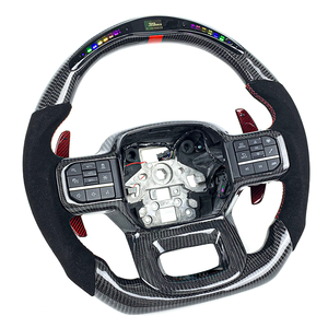 Volant de direction chauffant en fibre de carbone de style sportif personnalisé pour l'intérieur de la voiture pour Ford <span class=keywords><strong>Raptor</strong></span> F150 2021-2023 avec affichage LED Rpm - Product Image 3