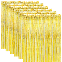 Décoration de fond de scène pour fête : Rideau de pluie à franges métalliques en feuille d'aluminium, finition laser rose doré mat, arc-en-ciel, vert et rose