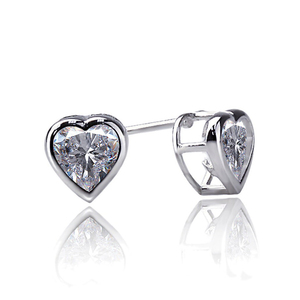 Boucles d'oreilles CAOSHI, design mignon en forme de petit cœur, 8 couleurs, zircon scintillant, pour femmes, mariage, plaqué argent, boucles d'oreilles à clous en zircon cubique - Product Image 4