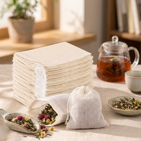 Sachets de thé réutilisables en mousseline de coton avec cordon de serrage, pochettes vides naturelles non blanchies à tissage fin, 100 pièces pour thé en vrac et sachets de bain de thé