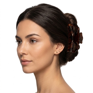 Wise Bridge 3918 11.5CM Pince à cheveux rétro en forme de tortue à 2 boucles, couleurs assorties, en plastique PS antidérapant, grande pince à griffes, maintien ferme - Product Image 6