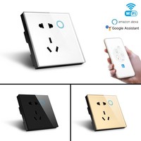 Prise murale britannique 86 Tuya Smart Socket avec panneau en verre trempé WiFi USB 13A 3 prises