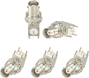Conector Superbat BNC hembra RF 1P de ángulo recto para montaje en PCB, 5 unidades - Product Image 1