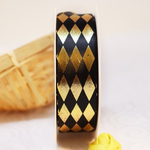 Cinta de Poliéster con Diseño Argyle y Lámina Dorada de 2.5cm x 25 Yardas, con Logotipo Personalizado, Estilo <span class=keywords><strong>Glam</strong></span> <span class=keywords><strong>Chic</strong></span>, para Decoración de Fiestas y Envoltura de Regalos - Product Image 6