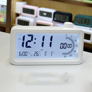 นาฬิกาปลุกดิจิตอล LCD พร้อมตัวตั้งเวลาแบบภาพ ปรับความสว่าง อุณหภูมิ ปฏิทิน แสดงผล 12/24 ชั่วโมง นับถอยหลังขึ้นไป - Product Image 2