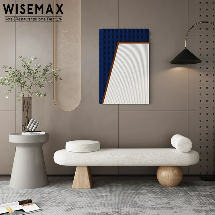 Wisemax Meubels Moderne Woonkamer Meubels Ovale Lange Kruk Witte Teddystof Houten Basis Bank Voor Thuis