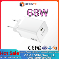Chargeur mural USB-C à port unique 68W de haute qualité OEM ODM avec prise EU/UK pour charge rapide PD