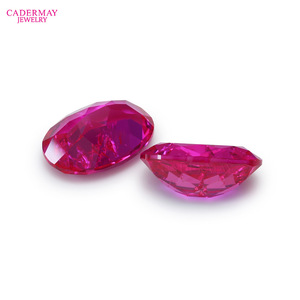 Cadermay Synthetic Rose Red Gemstone Oval Loose Stone For Jewelry Making - Product Image 4
