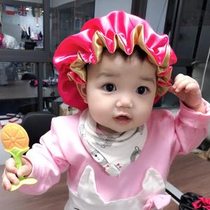 Conjunto de Gorros de Seda Satinada a Rayas de Doble Capa Ajustables para Mamá e Hija, con Logotipo Personalizado, para Uso en las Cuatro Estaciones - Product Image 4