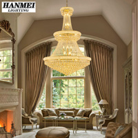 Lustre en métal et cristal pour villa, décoration rétro, restaurant, luminaire suspendu long pour escalier, plafond haut, salon