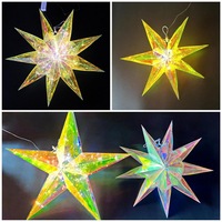 Yanardöner Lazer 3D Yıldız Asılı Fenerler Plastik 30/40/60/90cm Noel Renkli 5 Köşeli Yıldız Fenerler