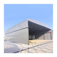 Carpa móvil grande para exteriores, impermeable, ajustable, con techo deslizante eléctrico, para actividades en sitios de construcción y logística.