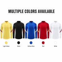 Jersey Sepak Bola Lengan Panjang Setengah Resleting Musim Dingin untuk Pria Wanita Desain Warna-Blok Setelan Latihan Hari Pertandingan untuk Lari di Luar Ruangan