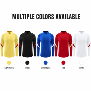 Maillot de football d'hiver à demi-zip et manches longues pour hommes et femmes, design color block, tenue d'entraînement pour les matchs et la course en extérieur - Product Image 1