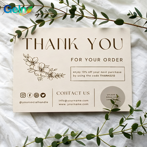 Carte de remerciement personnalisée style bohème minimaliste avec <span class=keywords><strong>code</strong></span> promotionnel pour emballage cadeau e-commerce de marque artisanale - Product Image 2