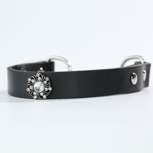 <span class=keywords><strong>Collar</strong></span> de Perro de Cuero Genuino Sólido con Cadena de Acero Inoxidable Personalizada, Suave y Duradera, Adornado con Diamantes de Imitación - Product Image 1