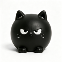 Figurine de chat ronde noire personnalisable en PVC de 4 cm, figurine de collection, boîte mystère directe d'usine, ornements, nouveau jouet tendance, personnalisation