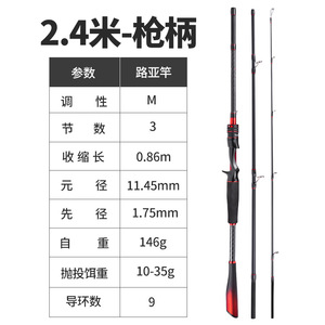 Caña de Pescar Chi-blade de Fibra de Carbono, 3 Secciones, Acción Media, para Pesca en Agua Dulce - Product Image 4