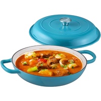 Casserole à fruits de mer de 30 cm (12 pouces) avec couvercle, en fonte émaillée, plat de cuisson peu profond, en fonte, vente chaude