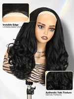 Meilleure vente : Demi-perruque 3-en-1 à ondulations lâches de 18 pouces, texture Yaki volumineuse, avec bandeau, en fibre haute température, extensions de cheveux sans couture