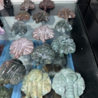 Vente en gros : Sculpture de tête d'éléphant en Jaspe Océanique Naturel, Ornement en Pierre Brute, Sculpture Animale en Cristal de Luxe, Objet de Collection, Décoration d'Intérieur Feng Shui