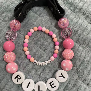 BFF SPARK GREENS BLUES ROSES Étanche Girly Mignon Accessoire De Fête Fantaisie Designer <span class=keywords><strong>Collier</strong></span> Strass Bubblegum Perle <span class=keywords><strong>Collier</strong></span> De Chien - Product Image 2